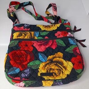 Vera Bradley Hipster Crossbody Purse Havand Rose Floral Adjustable Strap 11.5" T
